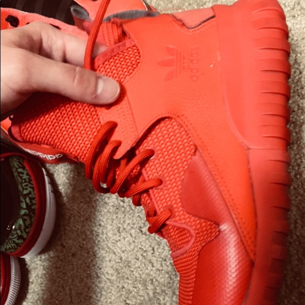 Red Ltd edition Adidas tublular hightops
